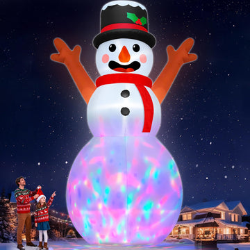 15x8.6Ft Giant Christmas Inflatables Snowman with 3D Color Rotating Lights