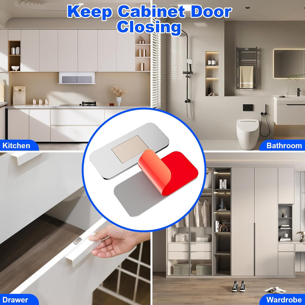 5 Pack Magnetic Cabinet Door Catch, Ultra Thin Cabinet Door Magnets, Adhesive Drawer Magnets to Stay Closed, Stainless