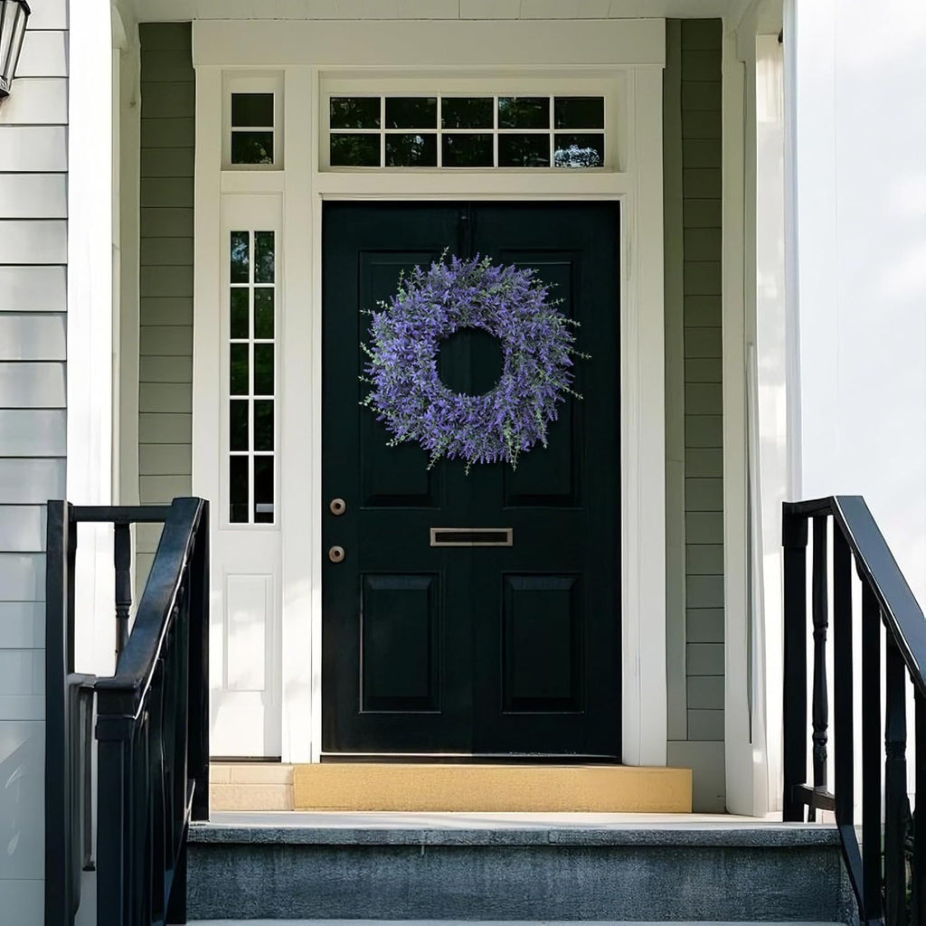 26" Artificial Lavender Eucalyptus Wreath for Front Door Decor(Purple)
