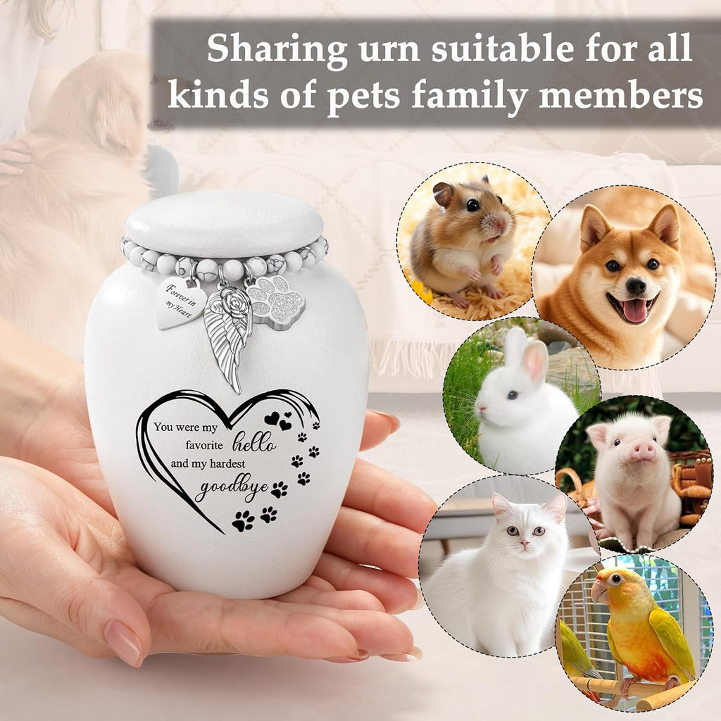 Pet Urns for Cats Dog Urns for Ashes 4.8" Pet Urn Ceramic Small Urns