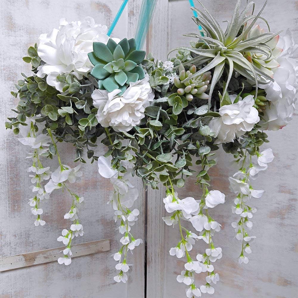 5.9' Long Faux Silver Dollar Eucalyptus Leaves Greenery Artificial Garland in Grey Green for Wedding Arch Swag