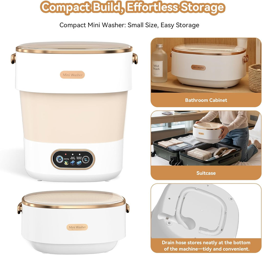 Portable Washing Machine, Folding 20L Mini Washer and Spin-Dryer,3 Cleaning Modes Small Compact Laundry Machine of