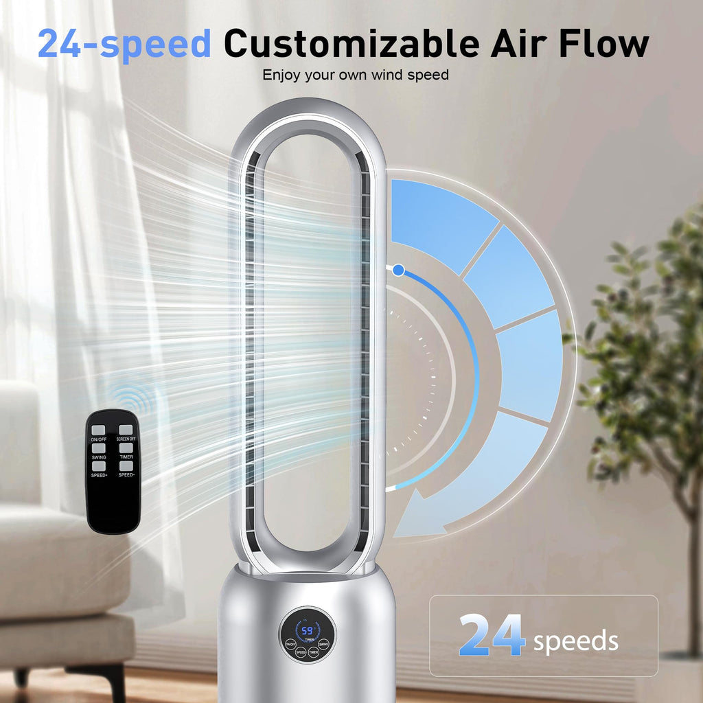 36" Bladeless Tower Fan , Standing Fans with Remote