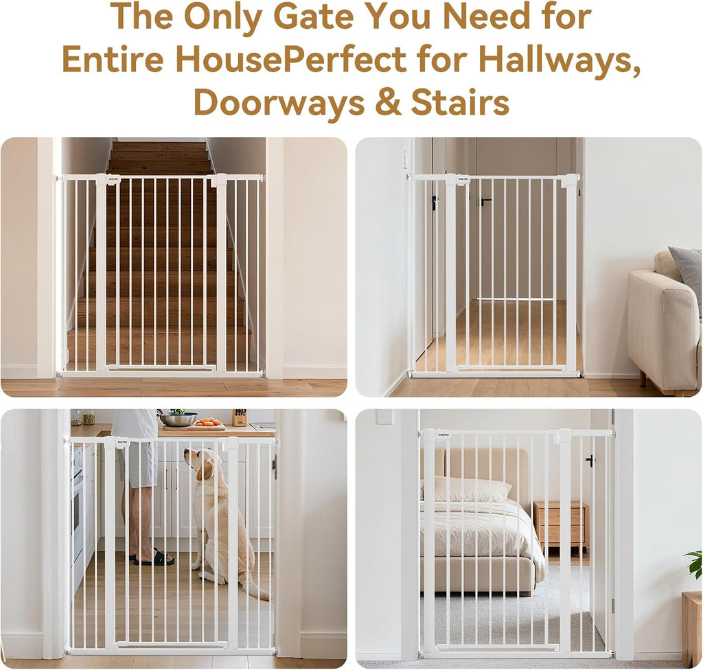 43 inch Tall Safety Dog Gate Adjustable 29.7-45.2 inch Extra-Wide Metal Pet Gate Drill-Free Pressure-Mount