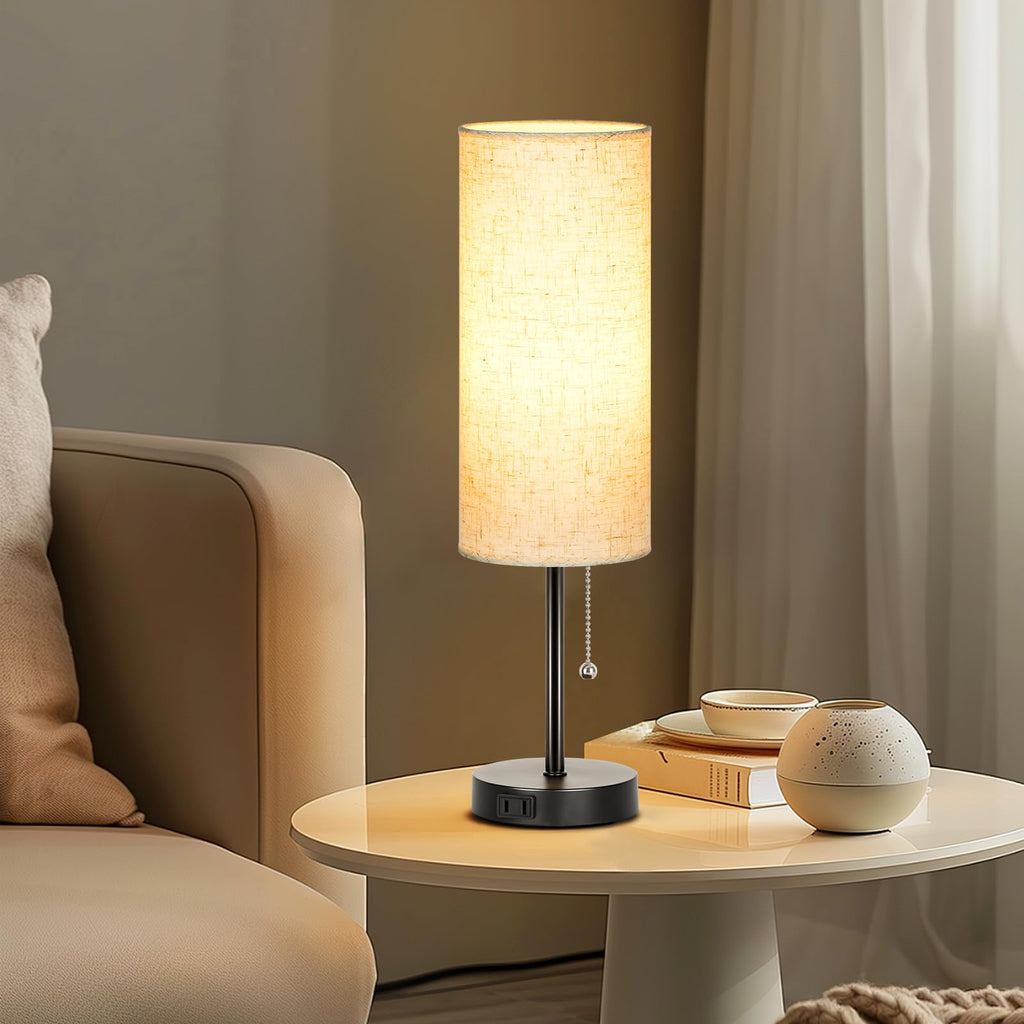18" Table Lamp, 3-Color Bedside Lamps with Pull Chain