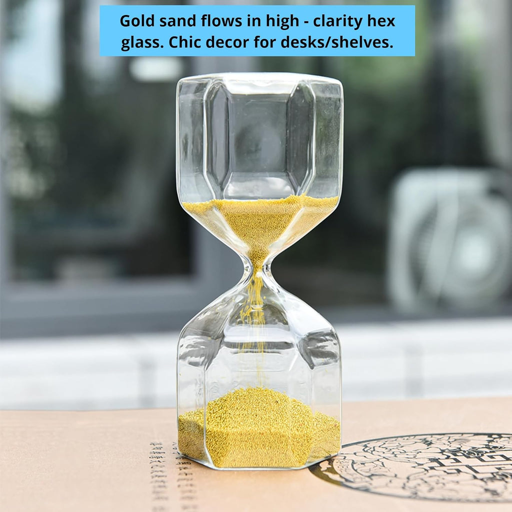 Sand Timer Decor Nordic Style Hexagonal Sandglass Decorative Hourglass Gold Sand Glass Material, Non - Timing Desktop
