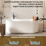 59 Inch Acrylic Freestanding Bathtub, Deep Soaking Tub with Non-Slip Base, cUPC Certified Free Standing Tub, Chrome