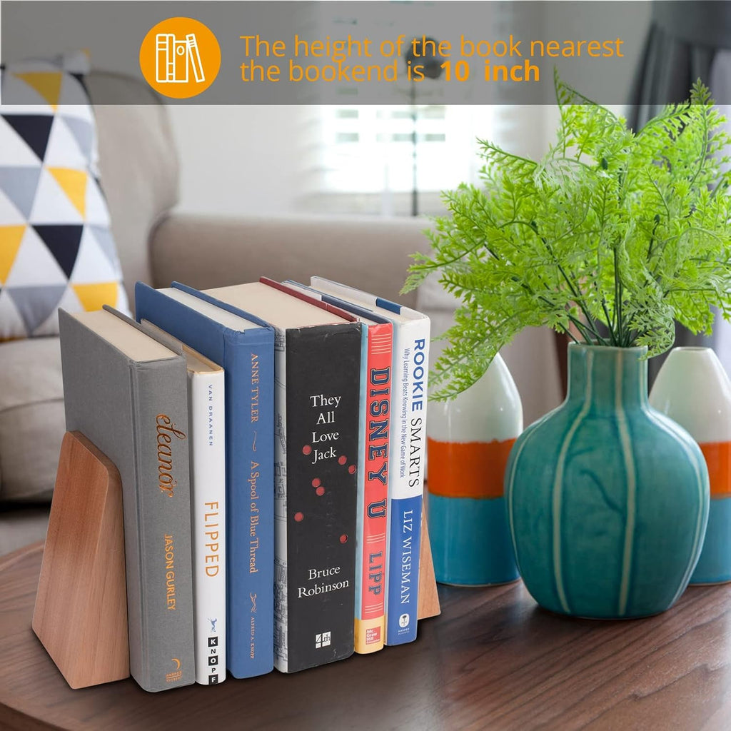 Wood Handmade Heavy Duty Bookends for Shelves Decorative Book Ends to Hold Books