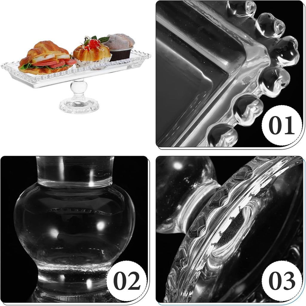 Glass Cake Stand Dessert Tray Candy Cake Serving Plate 11.7inch Serving Platter Footed Buffet for Wedding Brithday