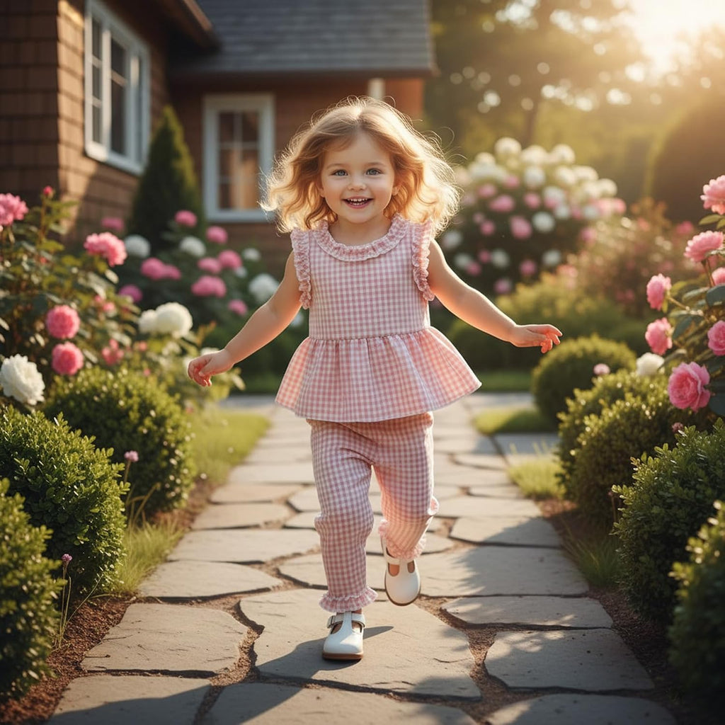 Toddler Girl Clothes Ruffle Sleeveless Shirt Pants Set