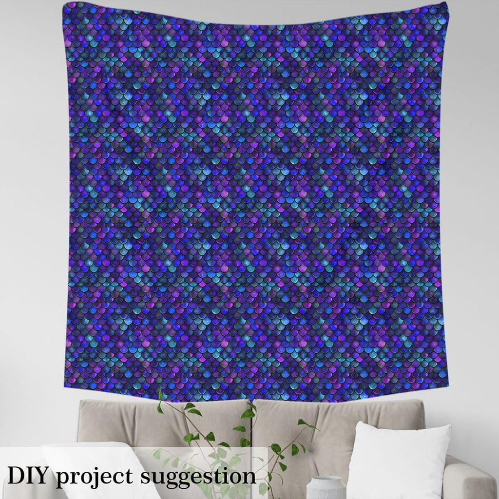 Blue Purple Dragon Scales Fabric by The Yard Abstract Dragon