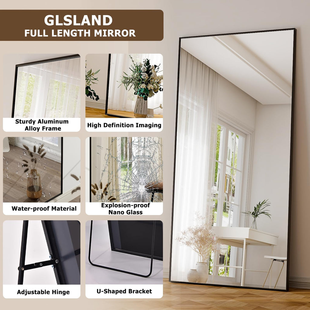 76"x34" Full Length Mirror Large Rectangle Full Body Mirror, Black
