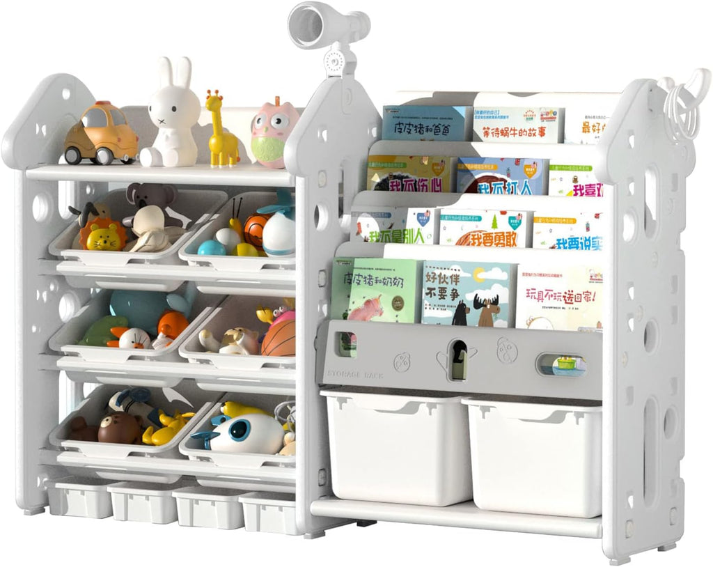 Kids Bookshelf and Toy Storage Cabinet, Montessori-Style Storage and Organization, Children Bookshelf with Bins
