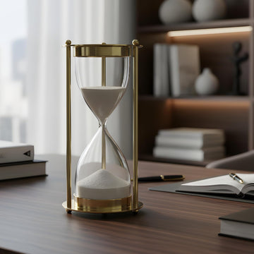 Hourglass Sand Timer - with White Sand, Decorative Modern Home & Office Desk Ornament, Elegant Time Management & Gift