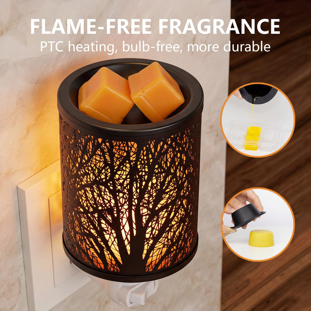 Wax Melt Warmer Plug in Wall- Electric Wax Warmer Plug in with 7 Colors Night Light & Silicone Dish, Plug-in Candle