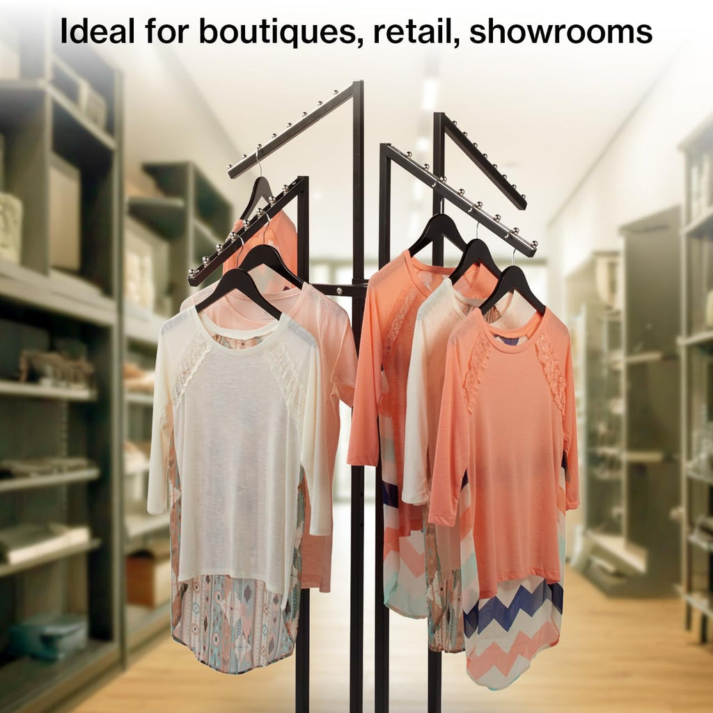 Black 4-Way Clothing Rack with Adjustable Slant Arms for Retail