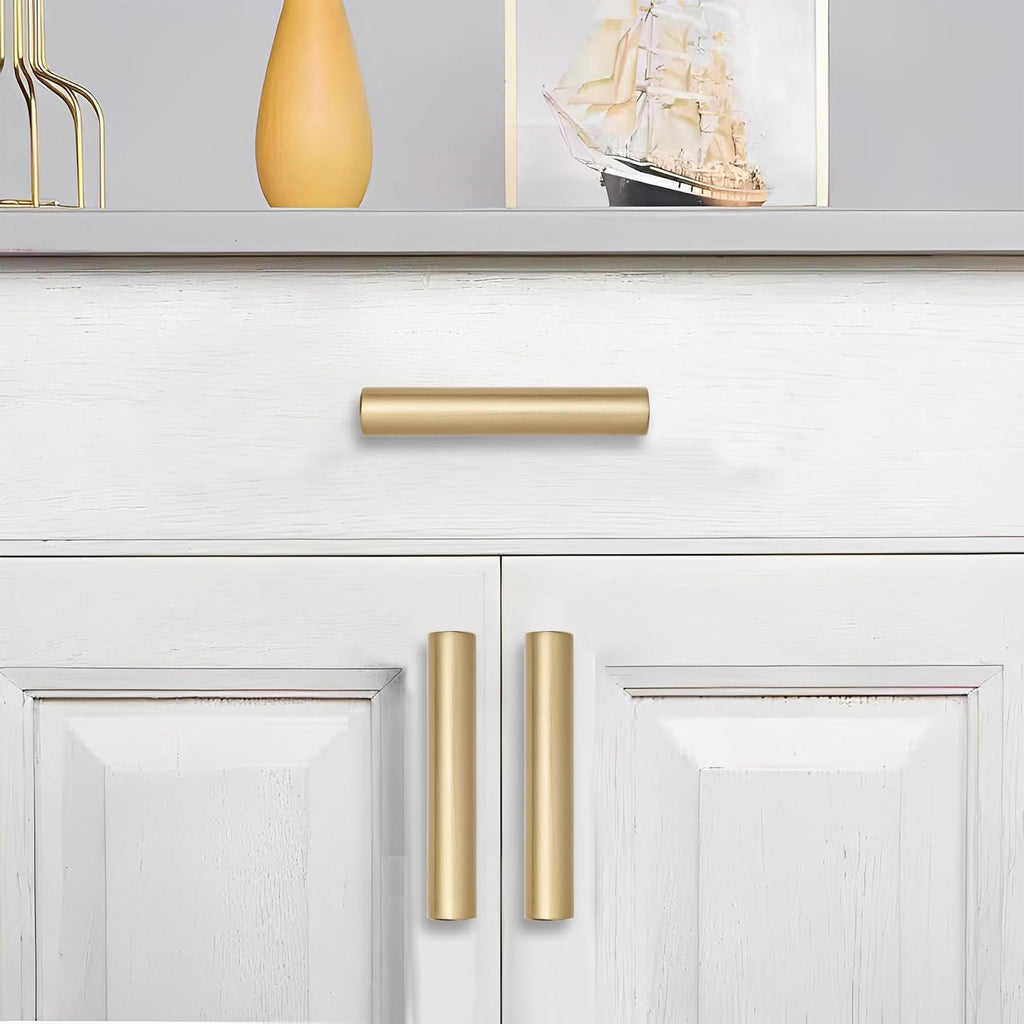 Knob 10-Pack Brushed Brass Heavy Duty Soild 2inch Cabinet knobs T-Knob Kitchen Drawer Hardware Drawer Cabinet Door