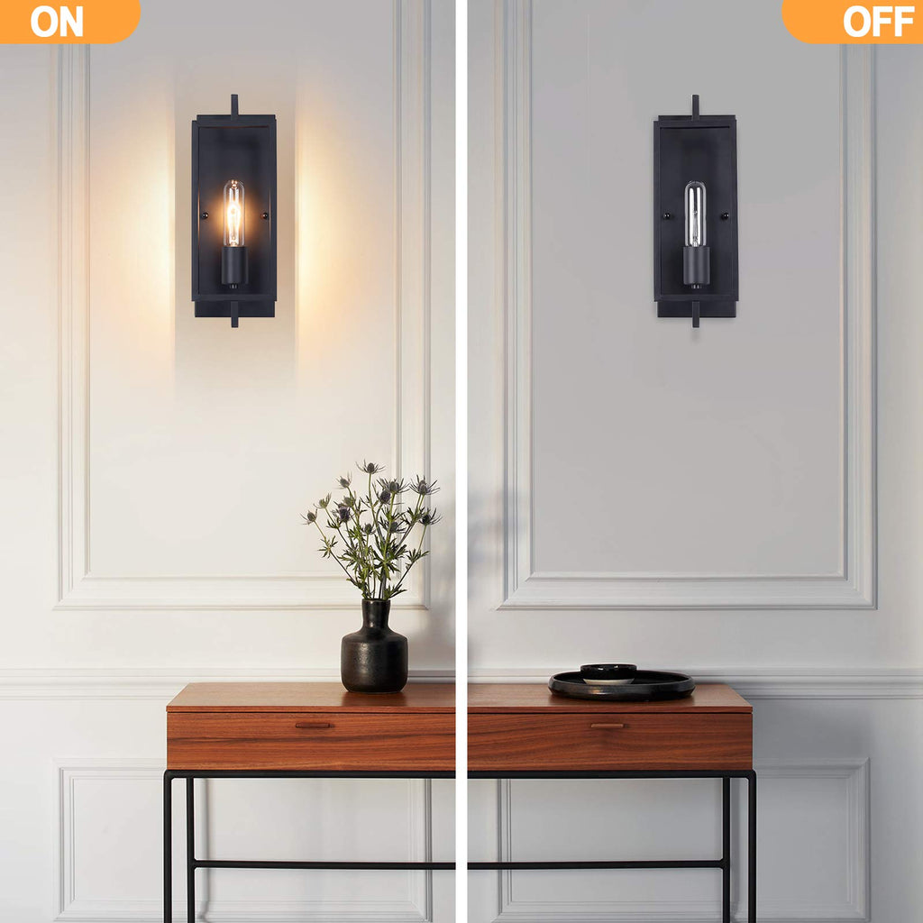 Industrial Wall Sconces Set of 2 Large, Black, Hardwired
