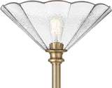 Harmony 72" High Antique Brass and Cast Glass Torchiere Floor Lamp
