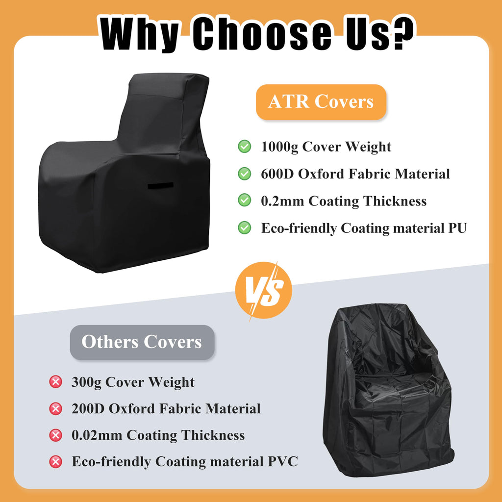 Outdoor Chair Covers Waterproof Patio Recliner Cover 600D Oxford Fabric Wicker/Rattan Chair Covers (Black)