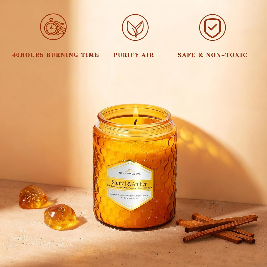 Amber Glass Scented Candles Scented, 5.5 Oz Each Soy Wax Candles, Lavender Sage Candles, Luxury Home Decor - Set of 6