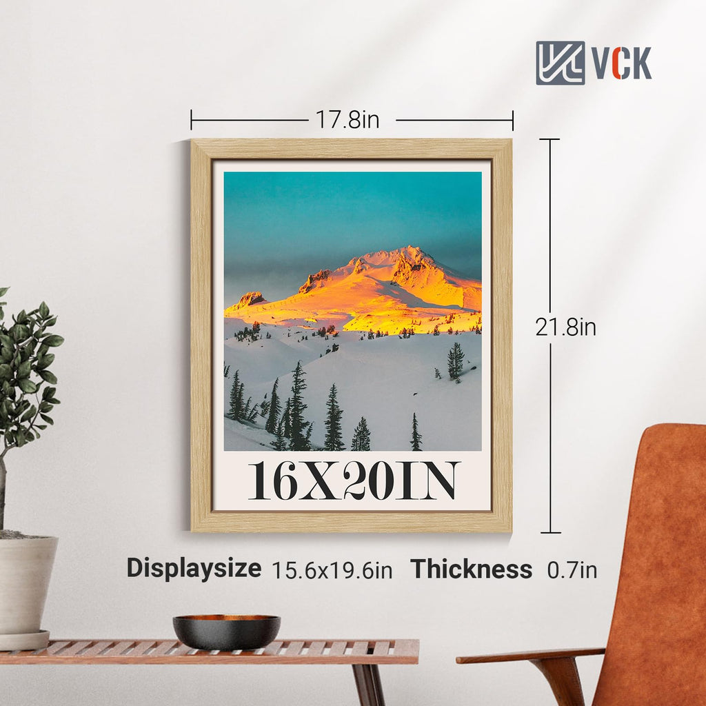 16x20 Frames Oak 4 Pack, Wide Thick Wood Border, for Poster/Prints