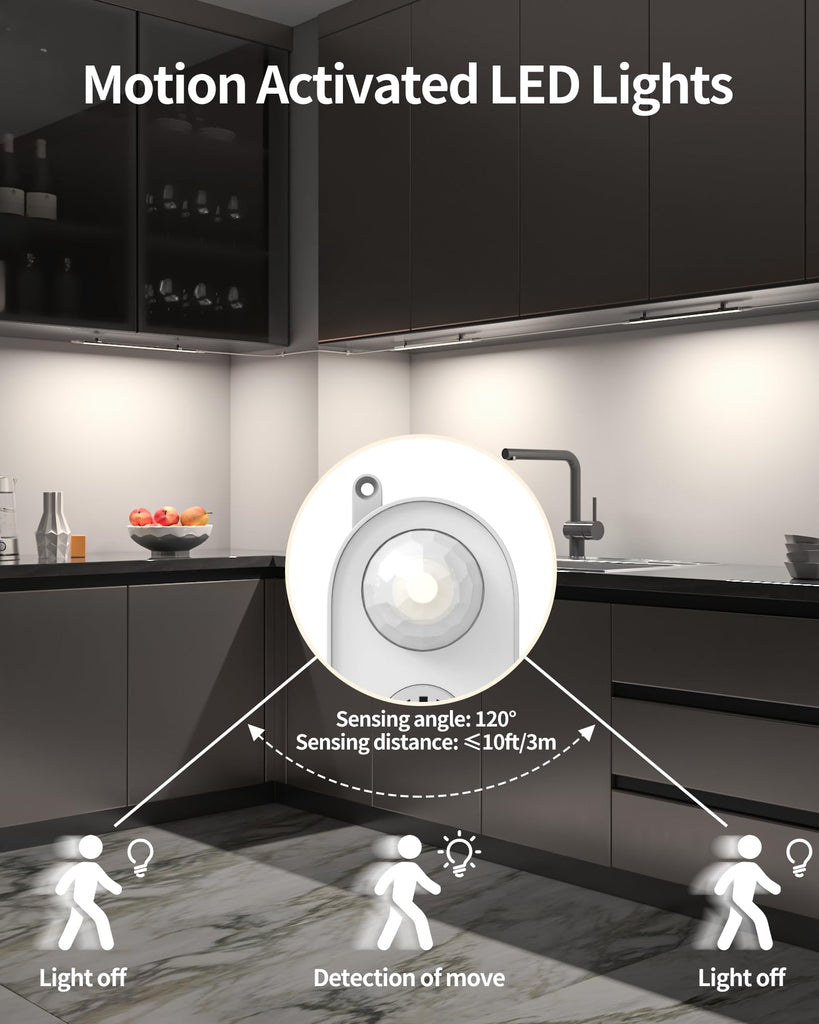 Motion Sensor Under Cabinet Lighting 2700K 3-Pack