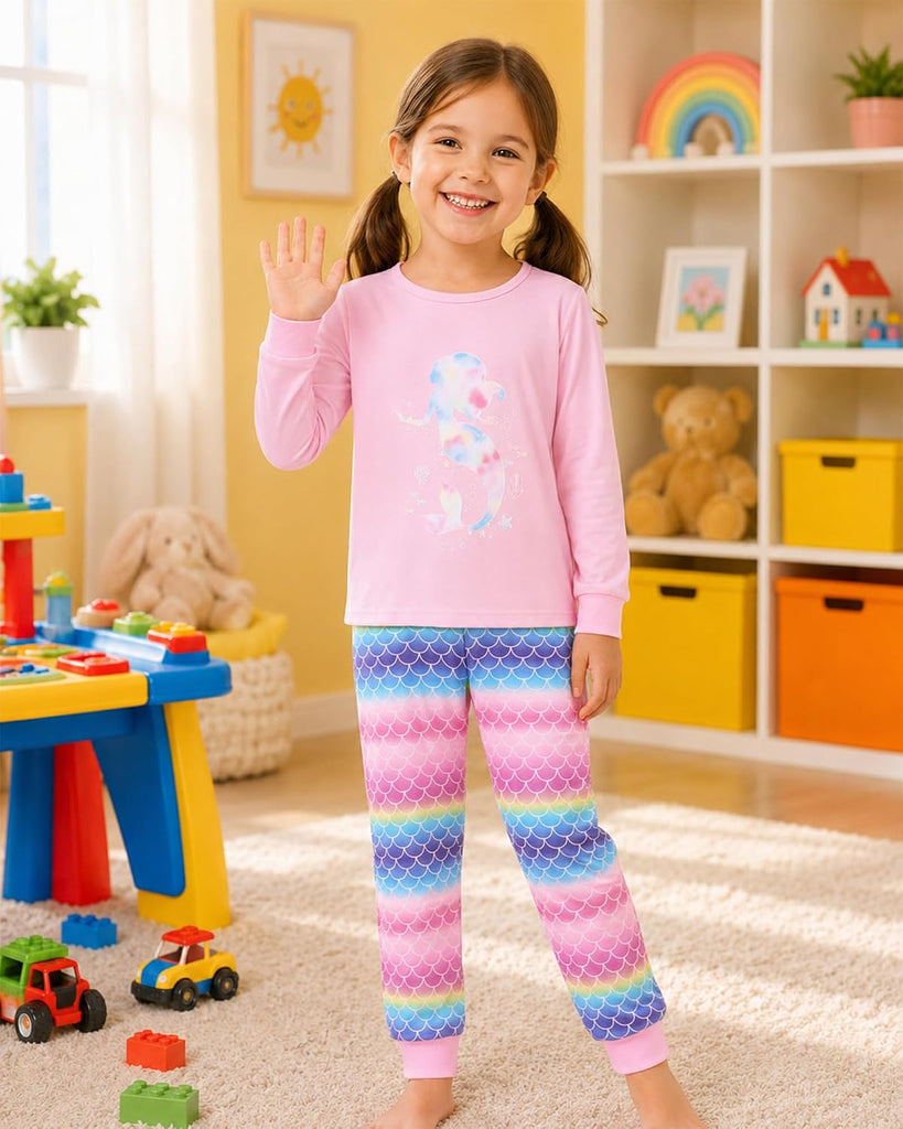 Girls Piece Pajamas Set Soft Long Sleeve Sleepwear