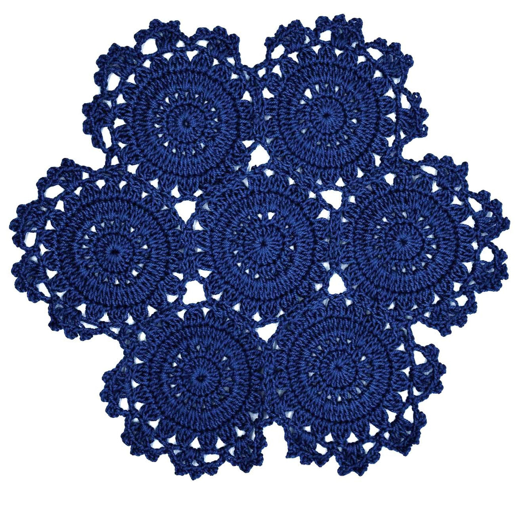2 PCS 10 Inch Lace Doilies 7 Small Flower Connected Crochet Coasters Table Place Mats Halloween Thanksgiving Wedding