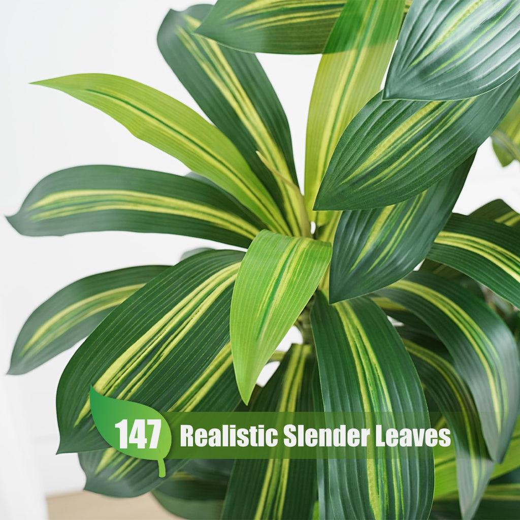 Dracaena Plant Artificial Tree 7Ft Tall Fake Tropical Floor Plants Potted (Real Touch) Artificial Silk Tree Leaf Faux
