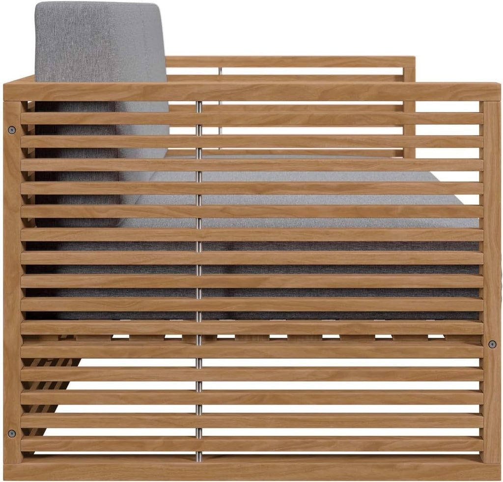 Carlsbad Outdoor Patio Teak Wood Loveseat in Natural Gray