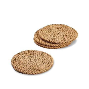 Full Circle Jute Rope Coasters, Set of 4, 4.25-inch Diameter