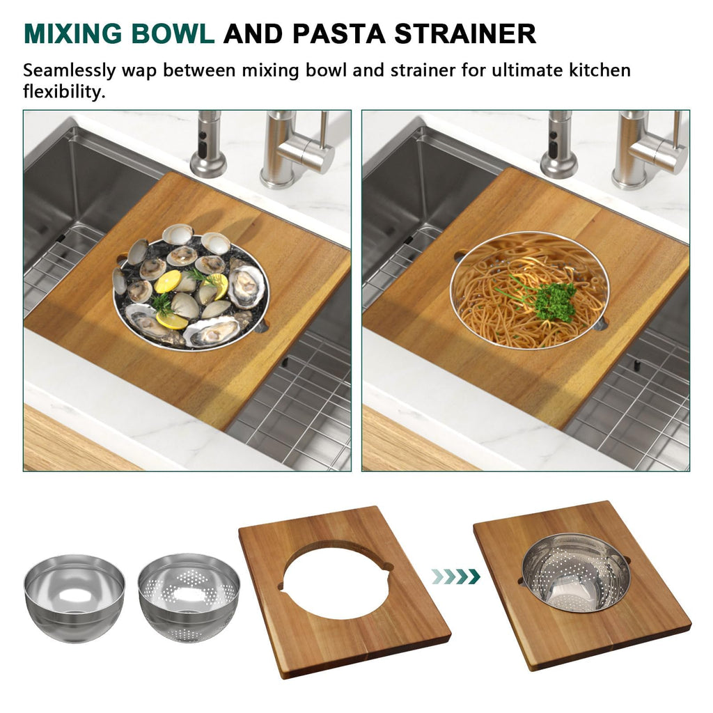 32"x19" Gold Undermount Kitchen Sink, Workstation All-In One Gold 16 Gauge Stainless Steel Under Counter Single