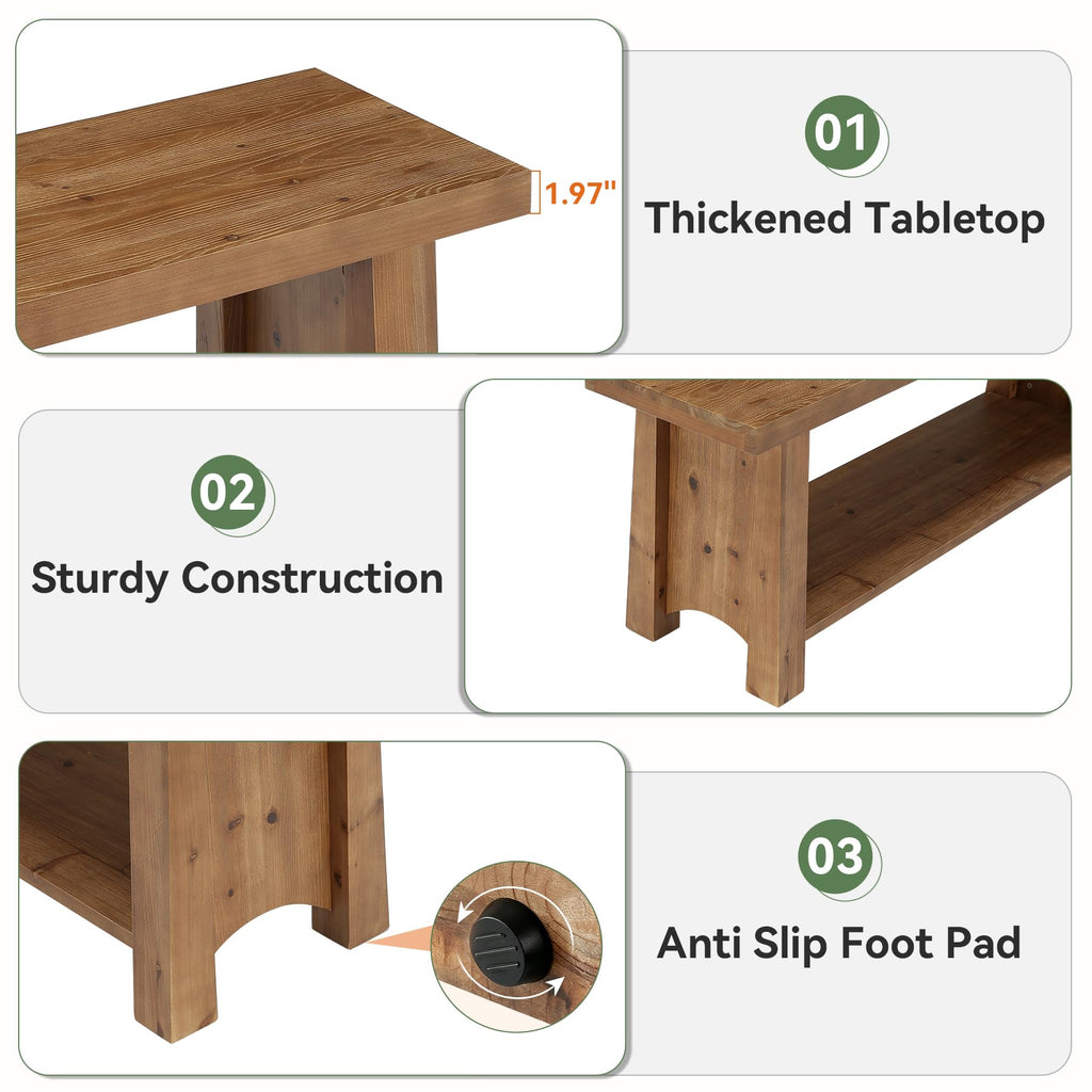 63 Inch Solid Wood TV Stand for 65 70 Inch TVs, Rustic Entertainment Center