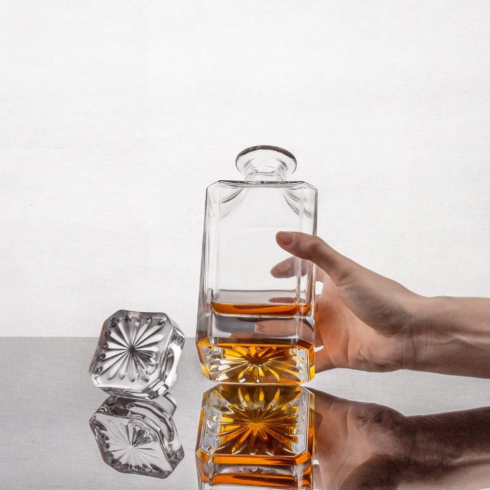 Whiskey Decanter Glasses Set Lead-Free Crystal Glass Scotch Tasting Cups Wine Bottle for Drinking Irish Whisky - Set of 5