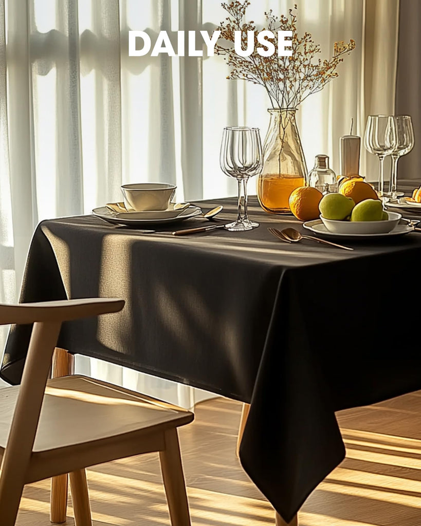 Polyester Tablecloth 60" x 102" Reusable Washable 2 Pack Black