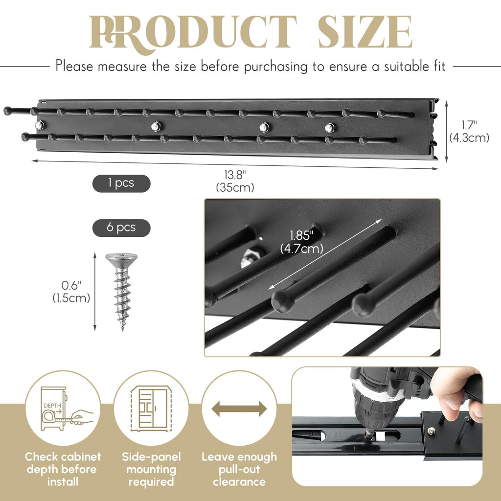 1 Pcs 13.8'' Sliding Tie Rack Hangers for Closet, 25 Tie Each, Black