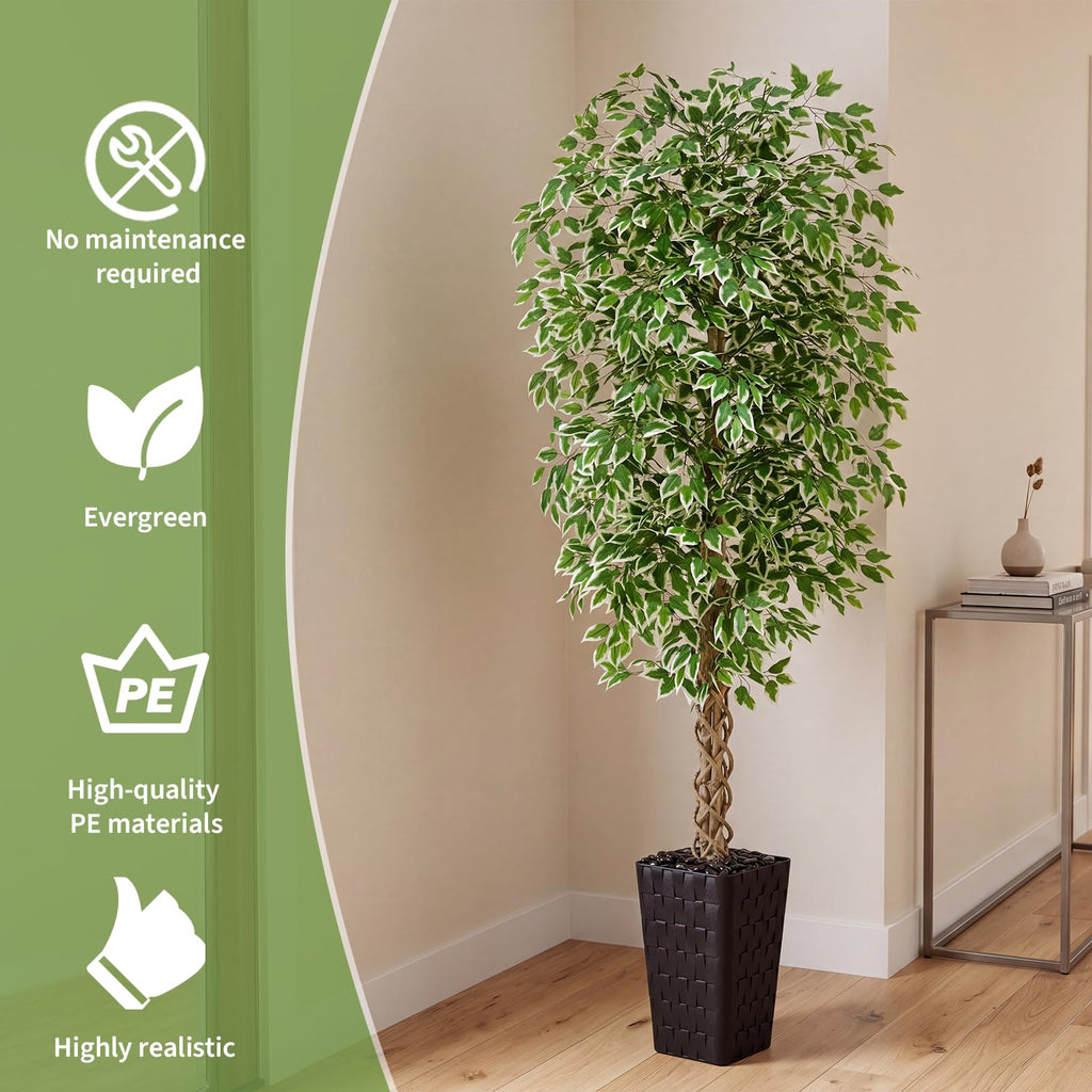 Ficus Tree Artificial, 7FT Realistic Large Faux Trees Indoor