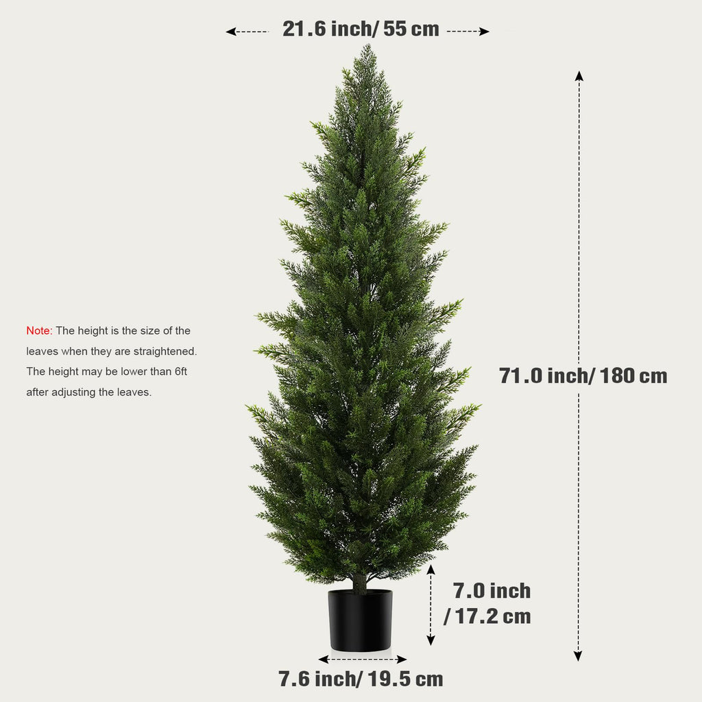 6FT UV-Resistant Artificial Cedar Trees for Front Porch Set of 2