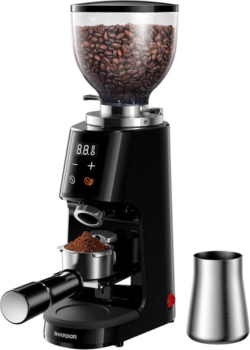 64mm Flat Burr Coffee Grinder, 100 Settings, Anti-Static, Black
