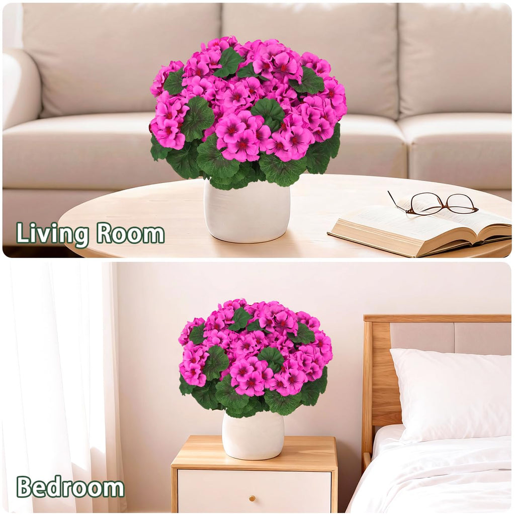 8 Pcs Artificial Geraniums Flowers for Outdoor Decor