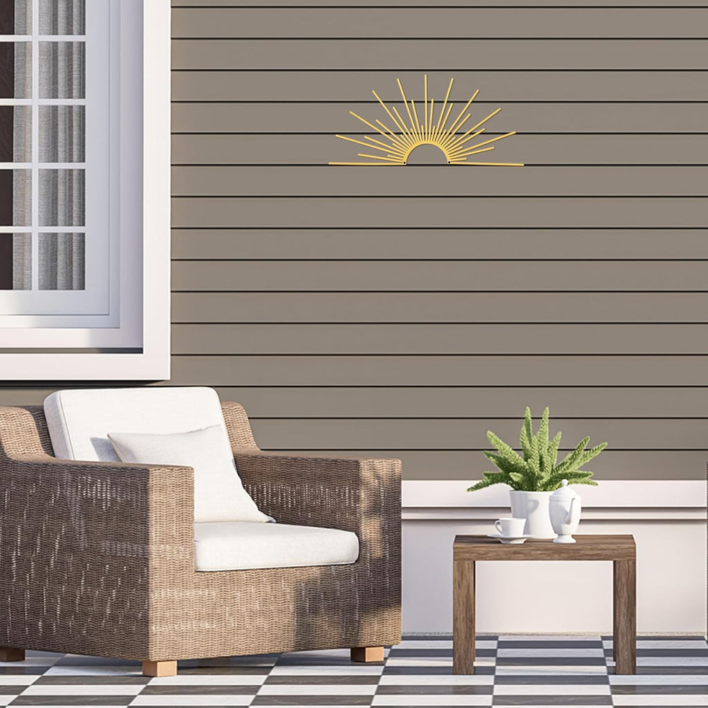 Gold Sun Burst Metal Wall Decor Minimalist Line Art, 15.7"x7.7"