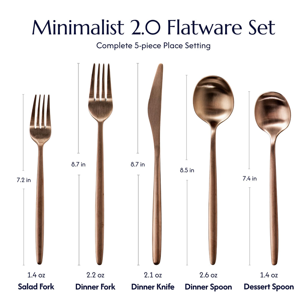 Minimalist 2.0 40-Piece Flatware Set, 18/10 Stainless Steel