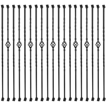 30-Pack Wrought Iron Stair Balusters, 44" Basket Twist Design