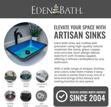 Eden Bath Blue Crystal Cut Oval Glass Sink Bowl Bathroom Vessel Sink for Vanity Top