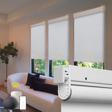 Motorized Blinds No Drill Automatic Blinds for Windows Cordless Roller Shades Electric Blinds with Remote Control