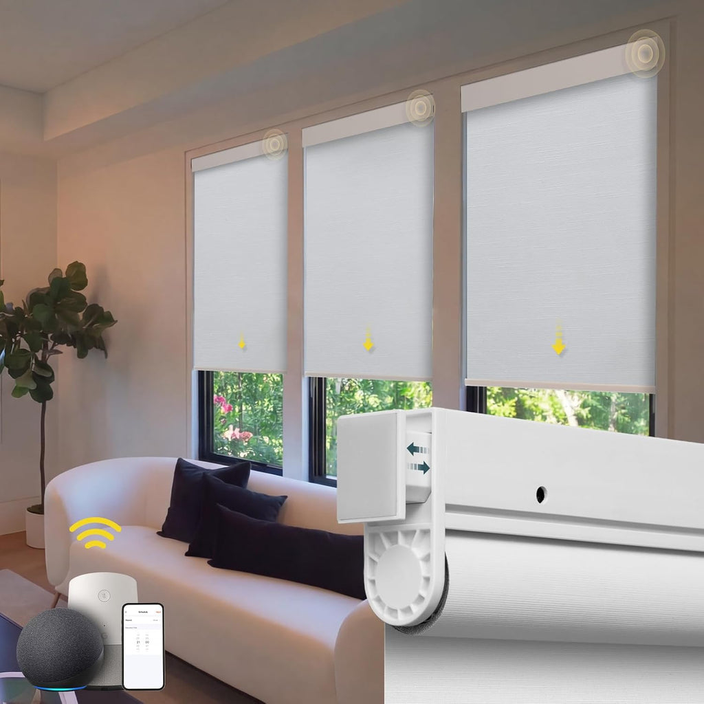 Motorized Blinds No Drill Automatic Blinds for Windows Cordl - White