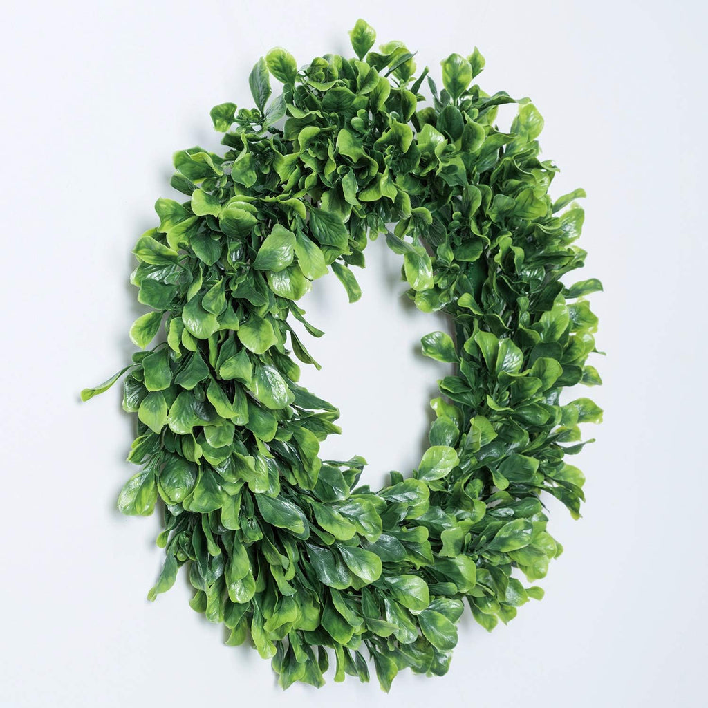 15" Boxwood Wreath - Artificial Green Leaves Wreath for Front Door, Wall, Window & Party Decor