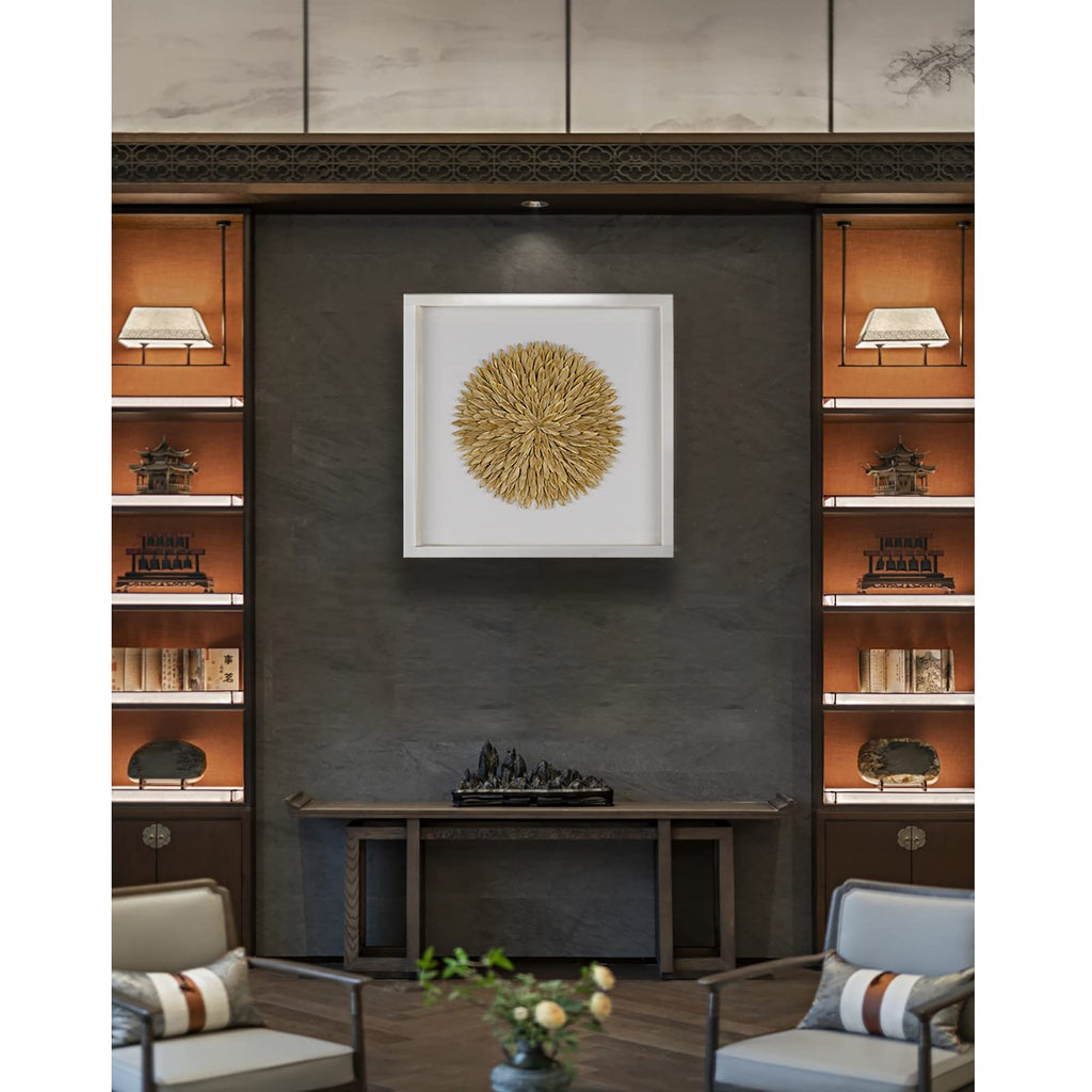 Gold Feather Artwork Paintings, 3D Canvas Art Wall Decor, Modern Wall Art Prints, Large Painting Wall Art With