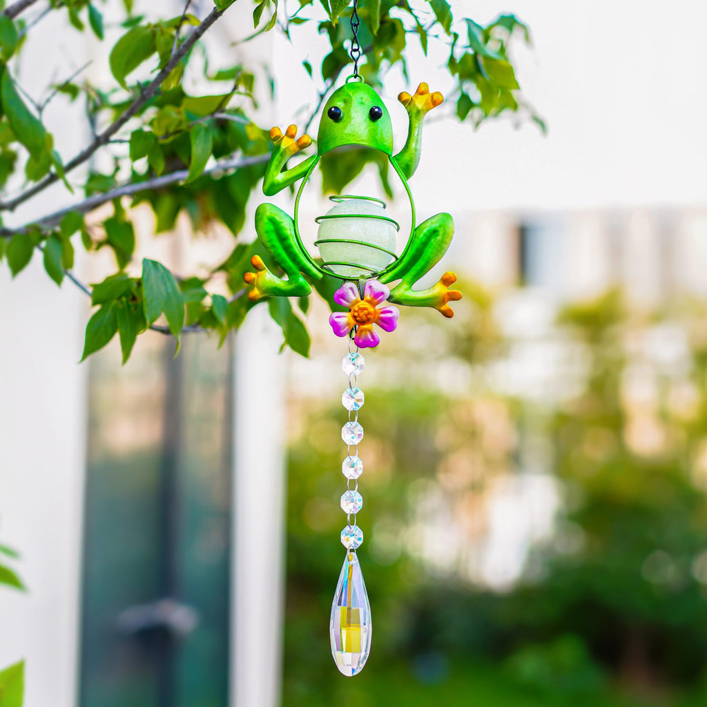 17" Frog Stained Glass Suncatcher, Crystal Window Hanging Ornament